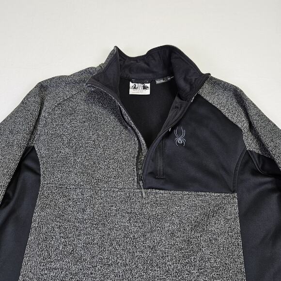 Spyder Gait Men 1/2 Zip Sweater Jacket XXL Gray Black Knit Outdoor Fleece 229518 - Picture 8 of 15
